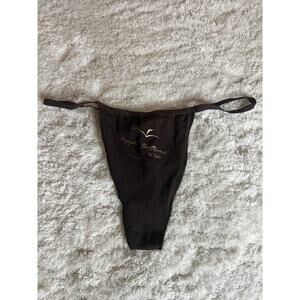 NWOT Apple Bottoms Intimates Brown Lace Back Low Rise String Thong Size L Rare